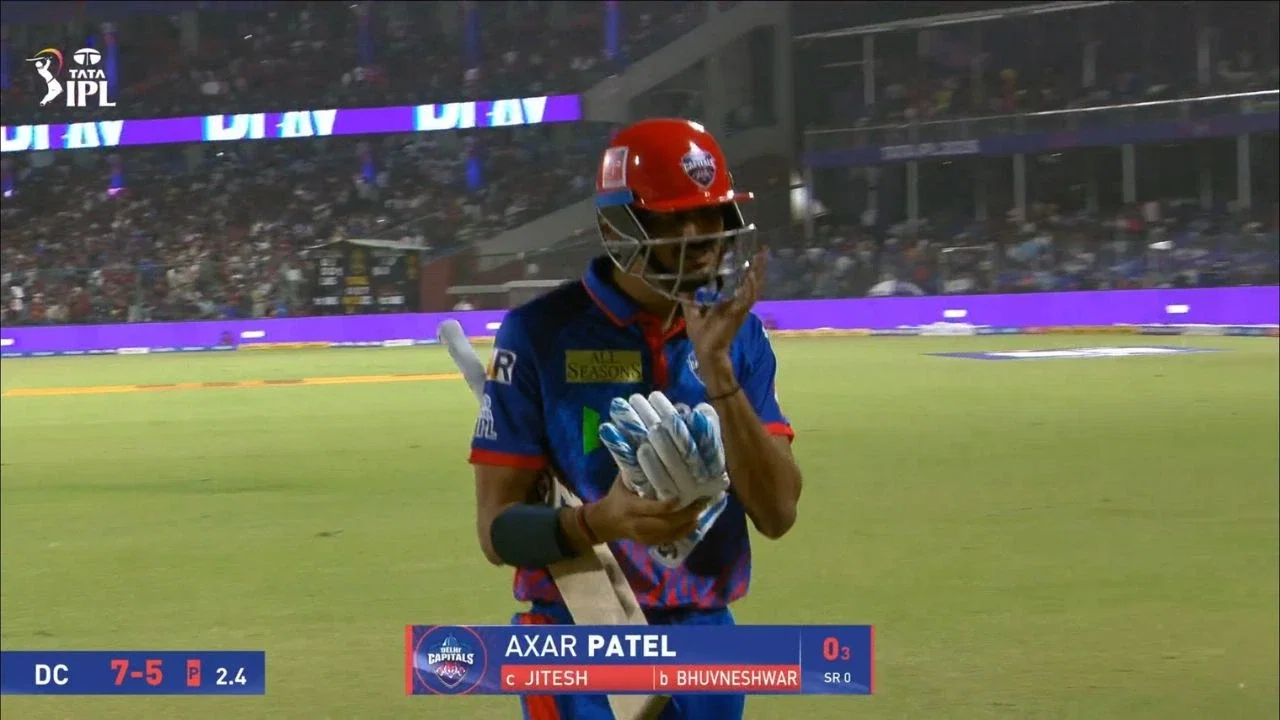 “Can’t play”: Fans troll Axar Patel after being dismissed for a duck in DC vs RCB clash