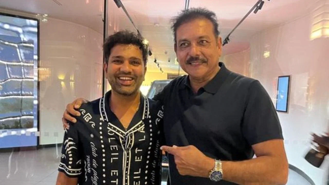 Rohit Sharma’s new look grabs attention as he meets Ravi Shastri in London