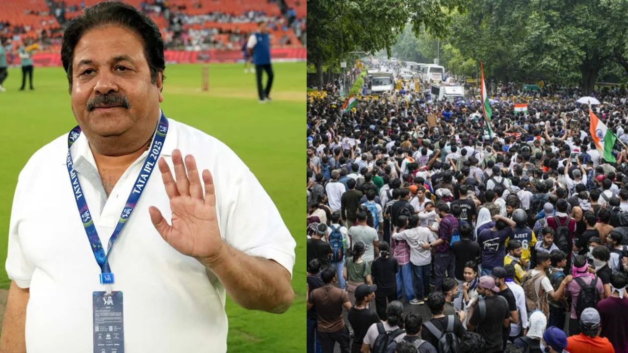 BCCI vice-president Rajeev Shukla criticises PM Modi’s response to paper leak Jantar Mantar protests