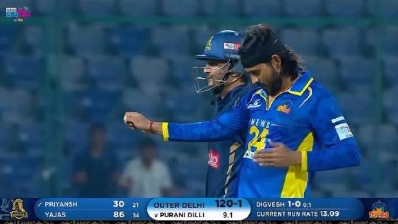 Watch: Digvesh Rathi brings out notebook celebration for Priyansh Arya in DPL