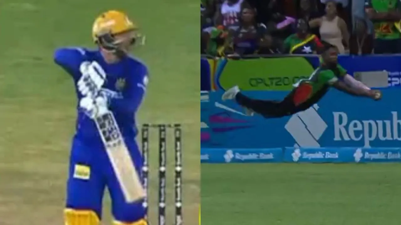 Watch: Navin Bidaisee pulls off remarkable catch to dismiss Quinton de Kock