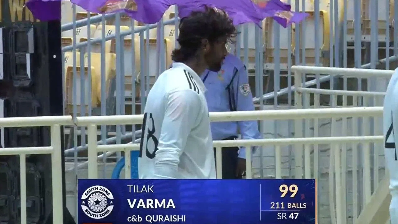 Tilak Varma falls for 99 as South Zone fold for 336 in Duleep Trophy Final