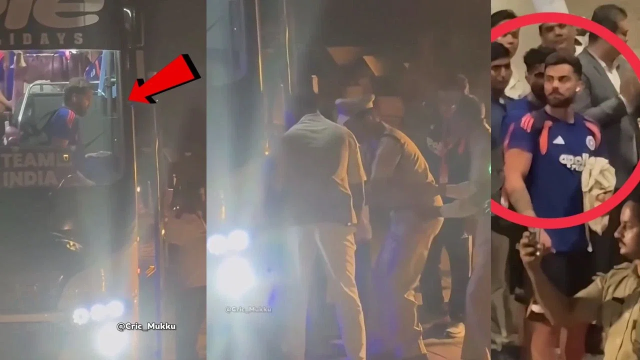 Watch: Rohit Sharma slips horribly while getting off team bus, Virat Kohli concerned