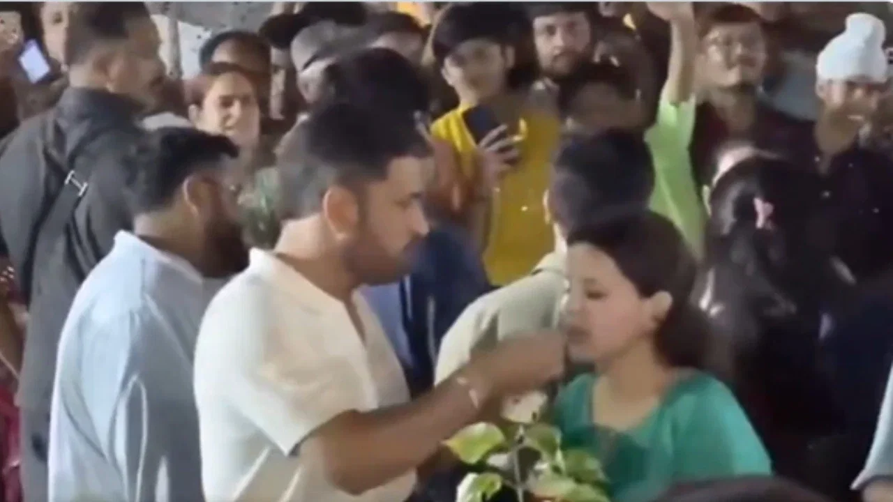 MS Dhoni’s naughty move with Sakshi at Ambani family’s Navratri Mela goes viral