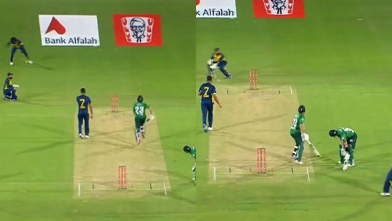 Watch: Comedy of errors! Sri Lanka miss simple run-out as Arafat Minhas, Sahibzada Farhan end up at same end